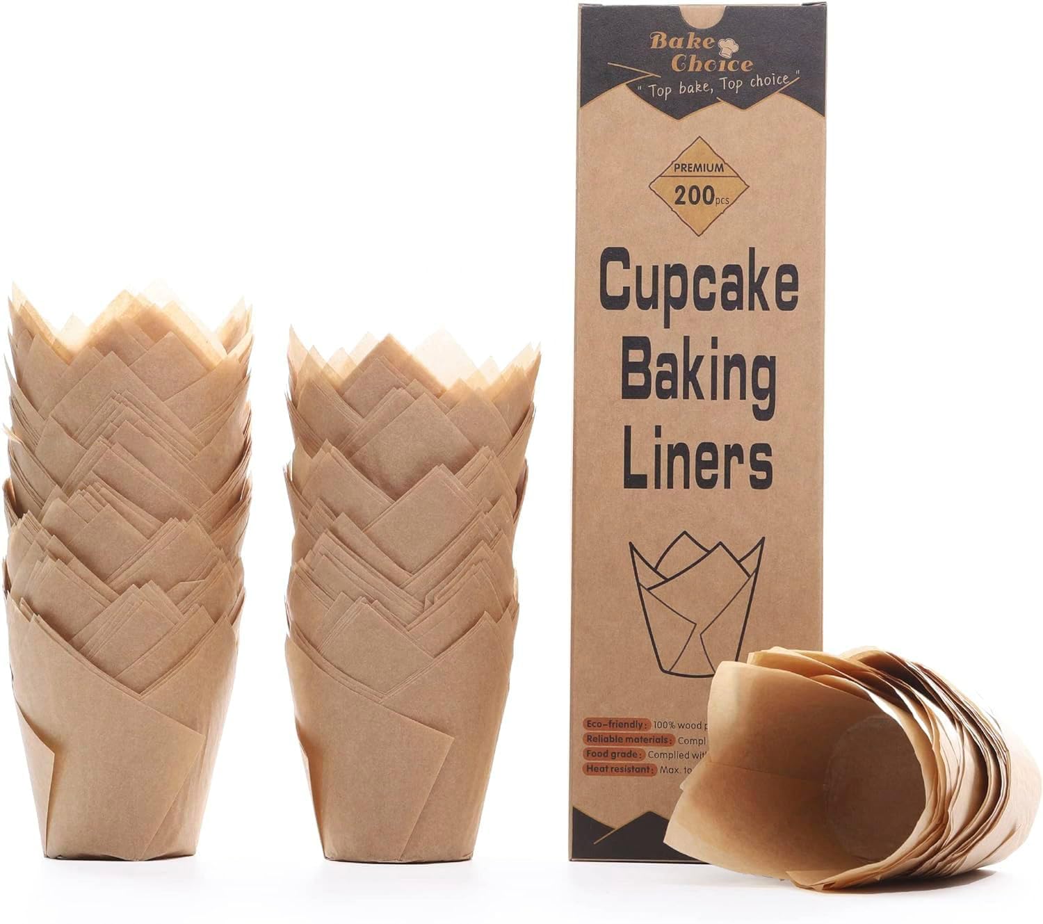 200pcs Natural Tulip Cupcake L