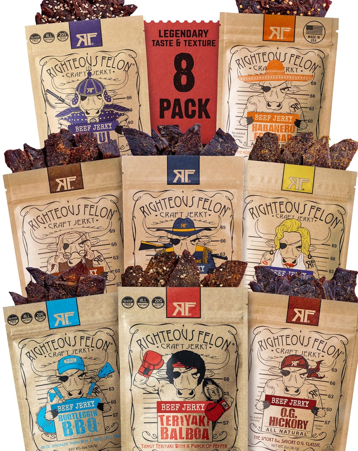 Righteous Felon Beef Jerky Variety Pack